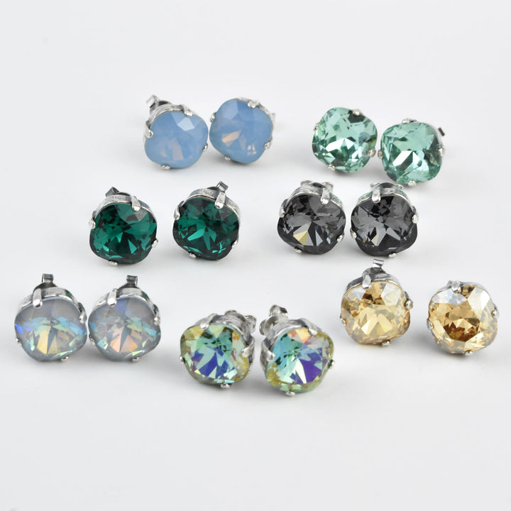 Classic Crystal Studs in Silver Plate - Goldmakers Fine Jewelry