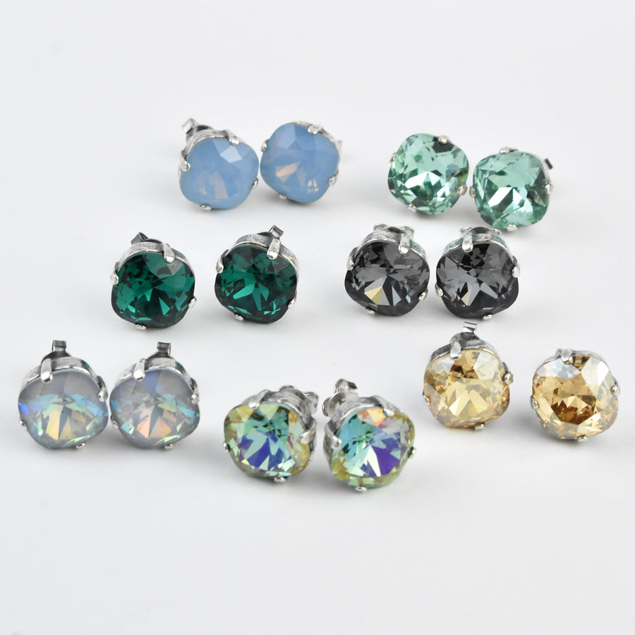 Classic Crystal Studs in Silver Plate - Goldmakers Fine Jewelry