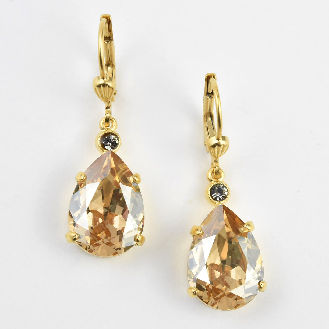 Crystal Teardrop Earrings in Gold Plate - Goldmakers Fine Jewelry