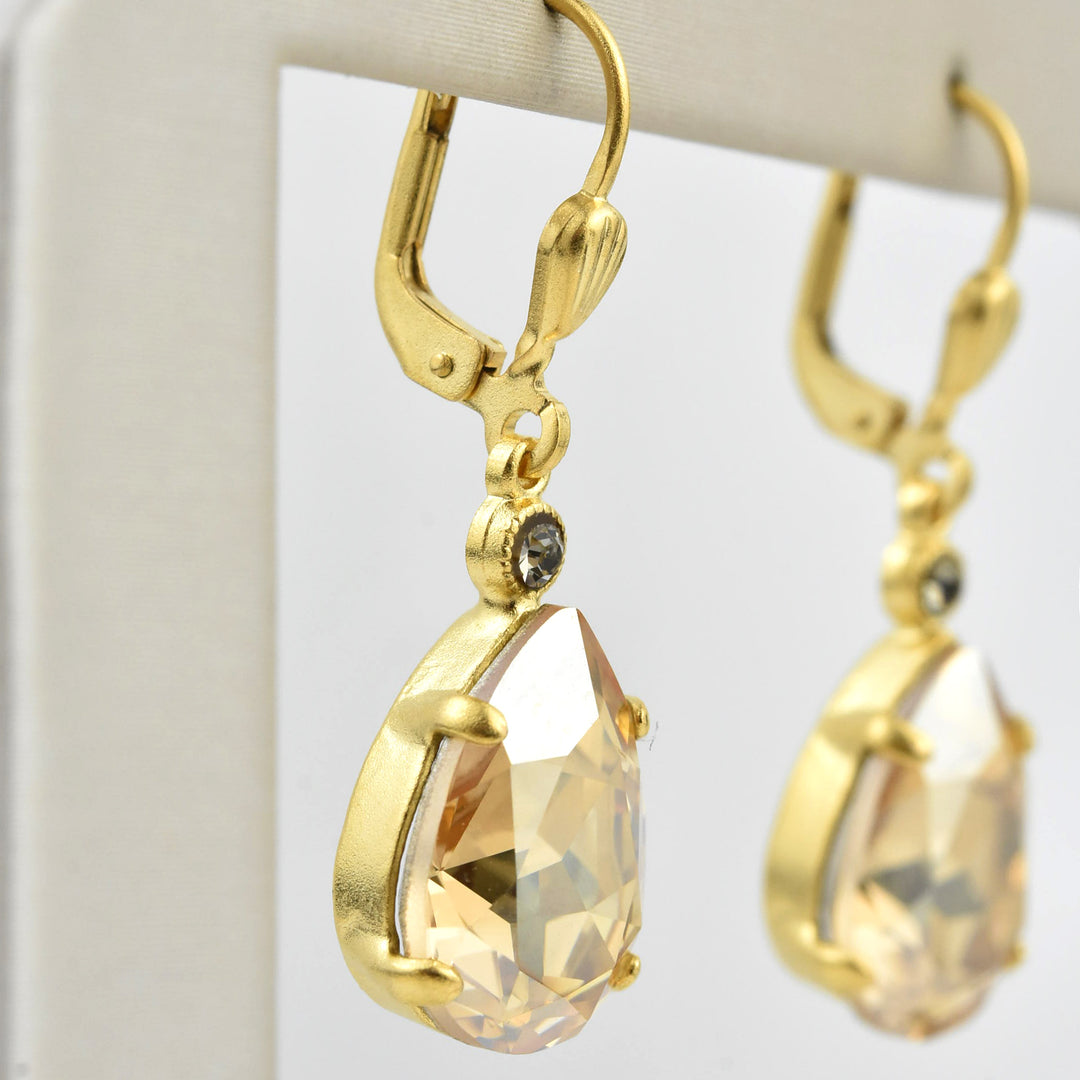 Crystal Teardrop Earrings in Gold Plate - Goldmakers Fine Jewelry
