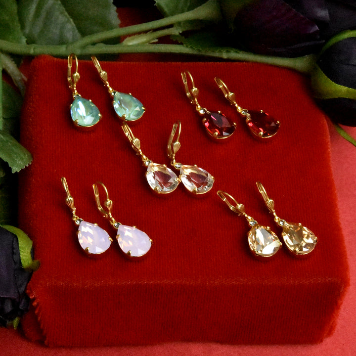Crystal Teardrop Earrings in Gold Plate - Goldmakers Fine Jewelry