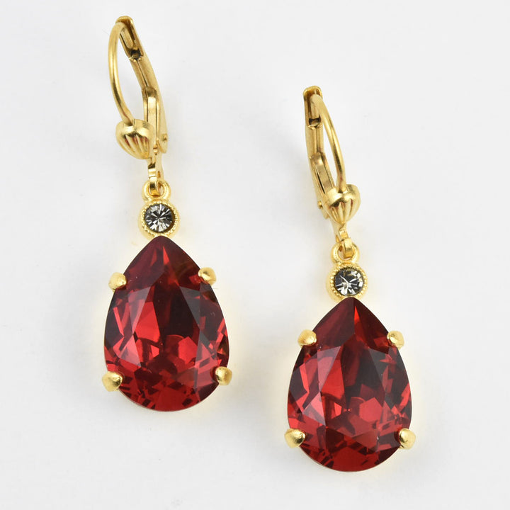 Crystal Teardrop Earrings in Gold Plate - Goldmakers Fine Jewelry