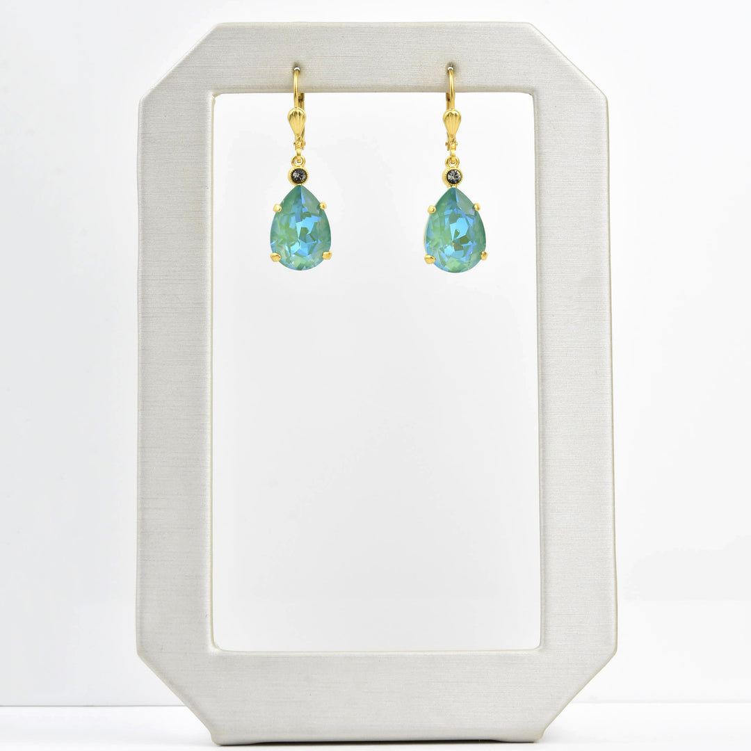 Crystal Teardrop Earrings in Gold Plate - Goldmakers Fine Jewelry