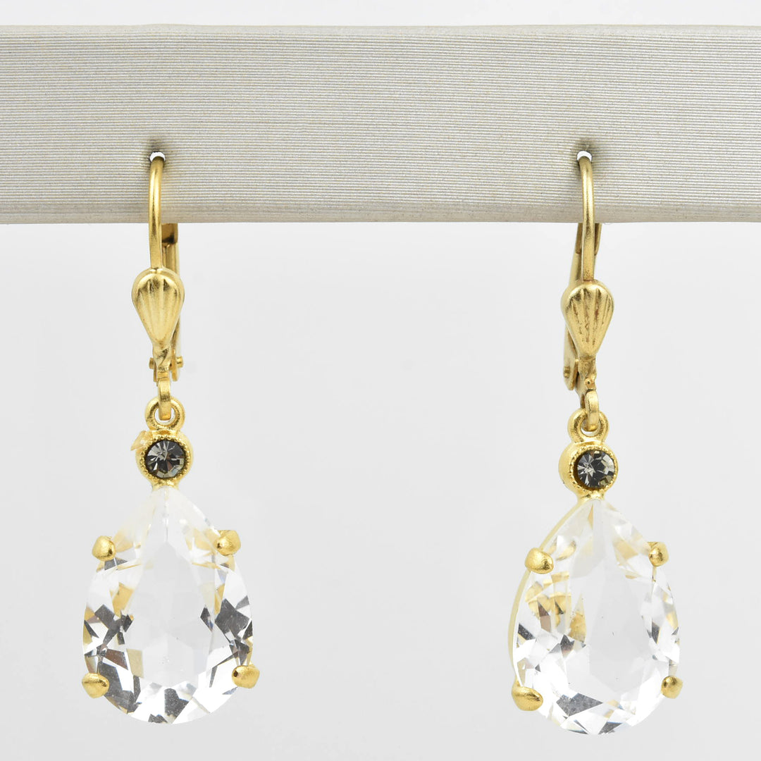 Crystal Teardrop Earrings in Gold Plate - Goldmakers Fine Jewelry