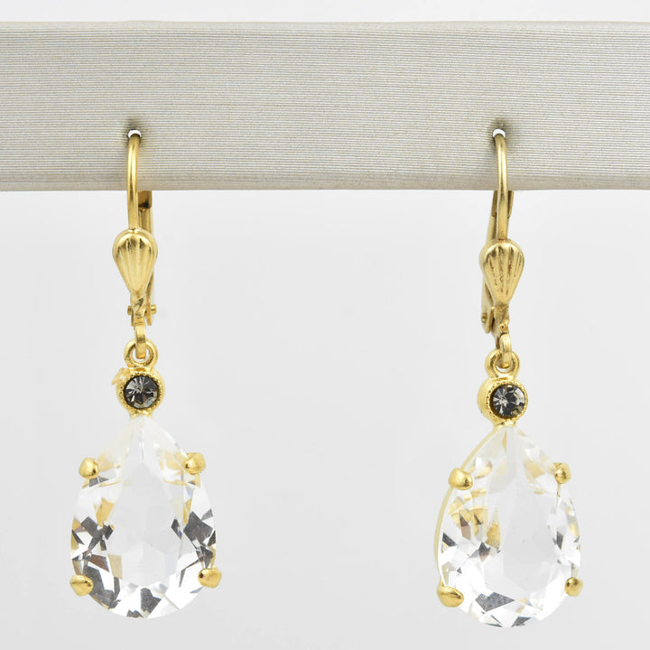 Crystal Teardrop Earrings in Gold Plate - Goldmakers Fine Jewelry