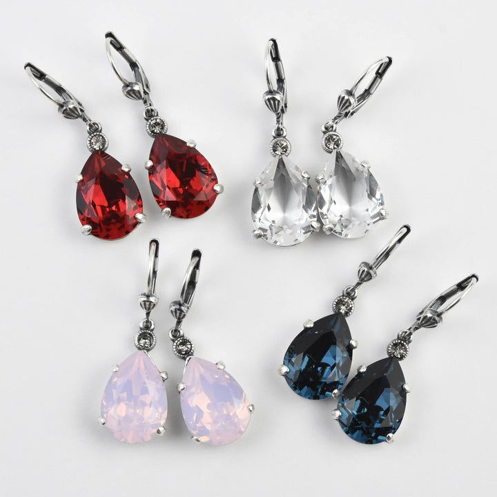 Crystal Teardrop Earrings in Silver Plate - Goldmakers Fine Jewelry