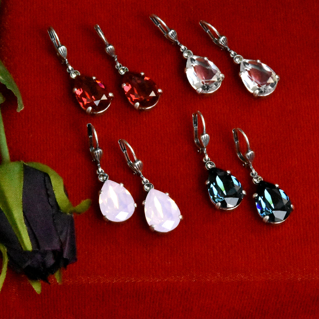Crystal Teardrop Earrings in Silver Plate - Goldmakers Fine Jewelry