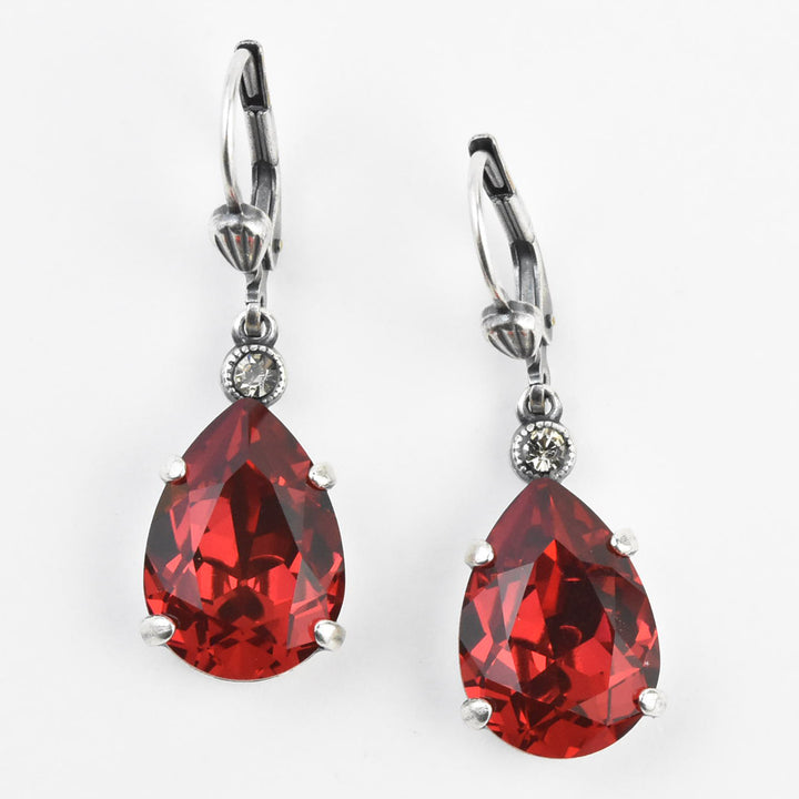 Crystal Teardrop Earrings in Silver Plate - Goldmakers Fine Jewelry