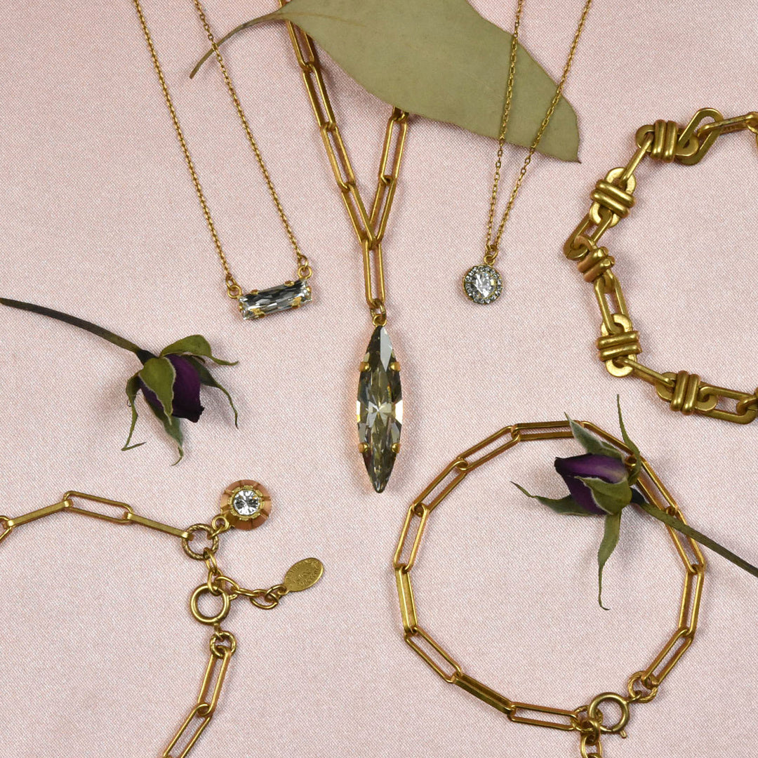 East West Crystal Necklace - Goldmakers Fine Jewelry