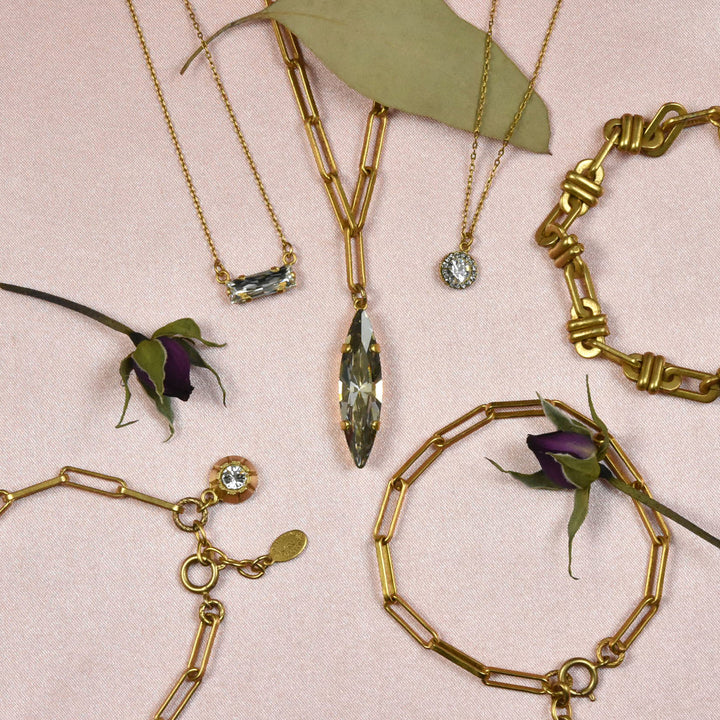 East West Crystal Necklace - Goldmakers Fine Jewelry