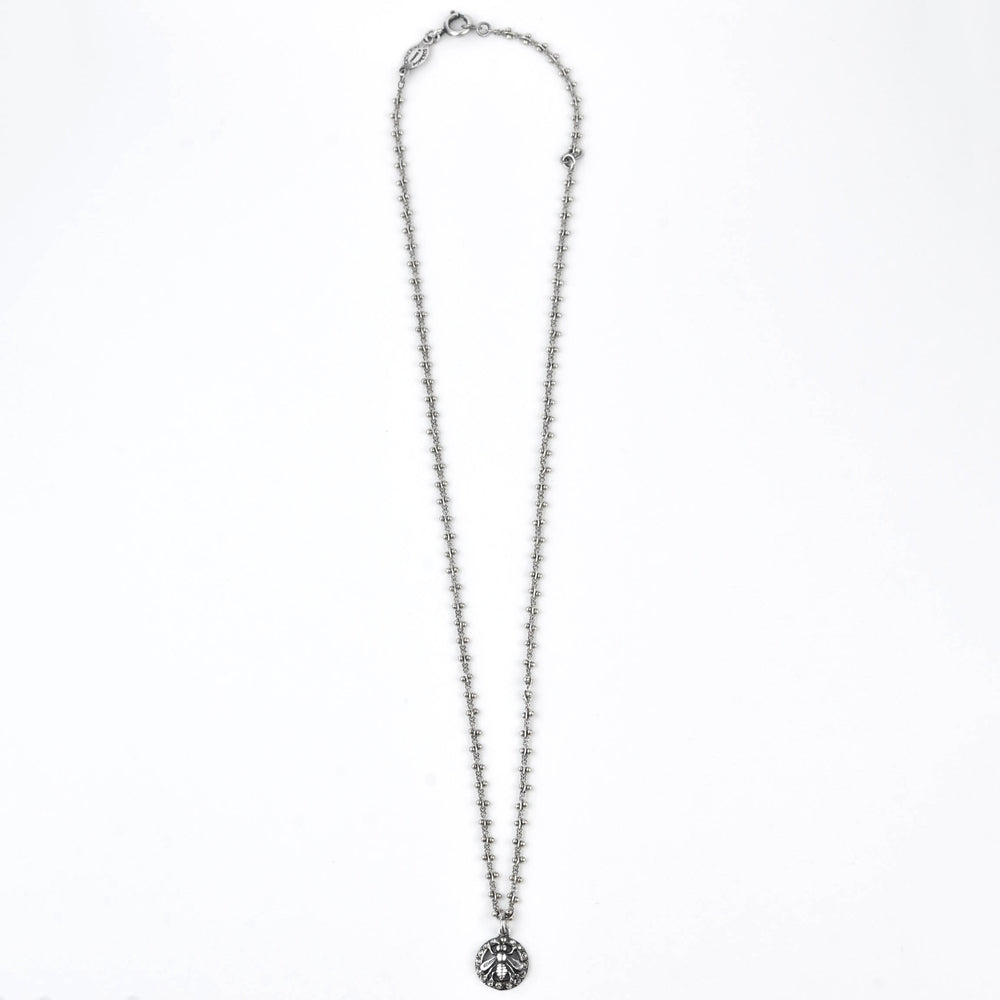 Crystal Halo Bee Necklace Silver Plate - Goldmakers Fine Jewelry