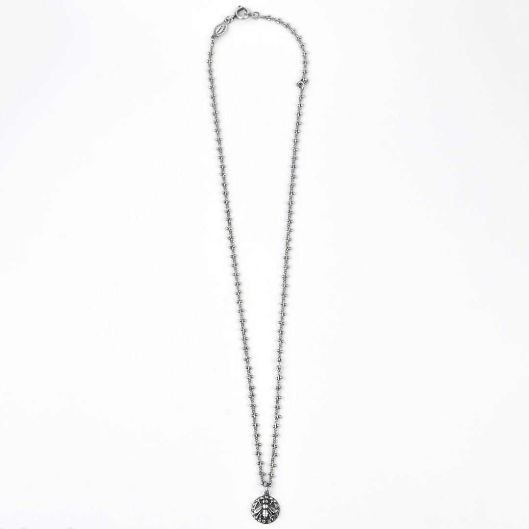 Crystal Halo Bee Necklace Silver Plate - Goldmakers Fine Jewelry