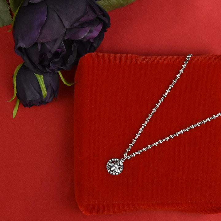 Crystal Halo Bee Necklace Silver Plate - Goldmakers Fine Jewelry
