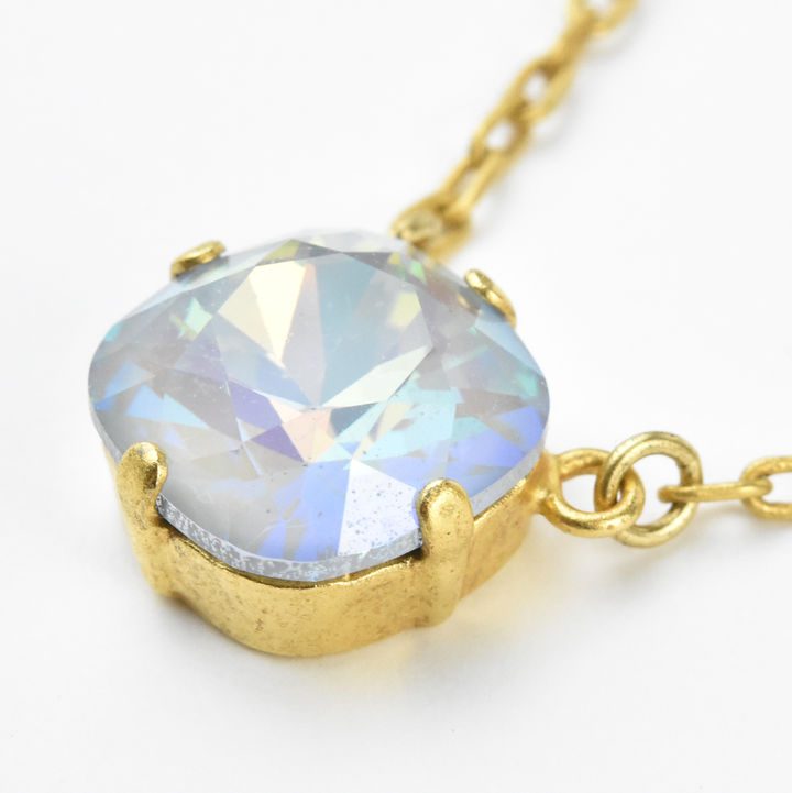 Crystal Solitaire Necklace in Gold Tone - Goldmakers Fine Jewelry