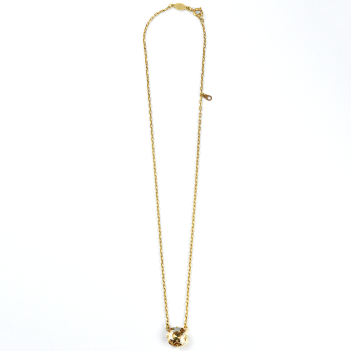 Crystal Solitaire Necklace in Gold Tone - Goldmakers Fine Jewelry