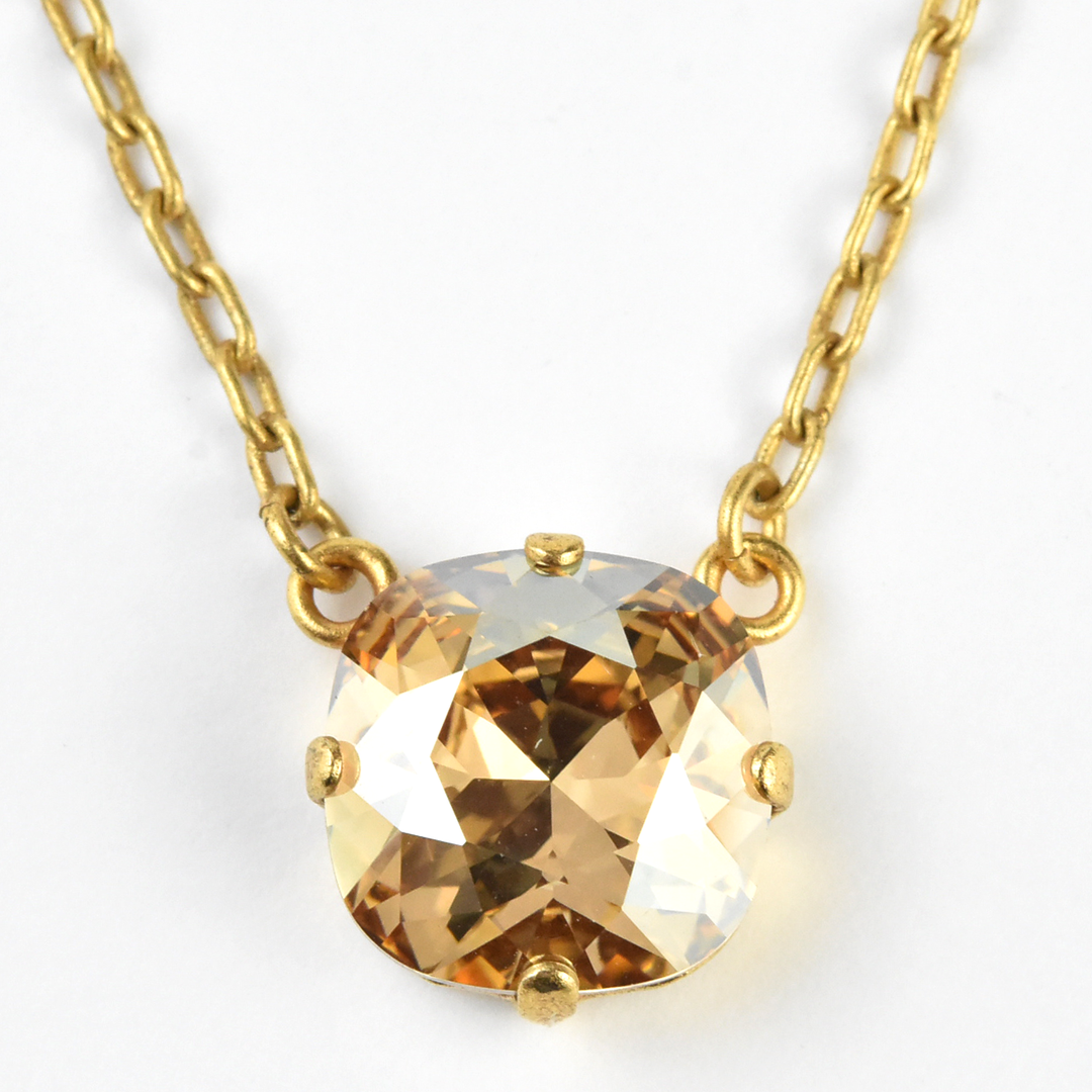 Crystal Solitaire Necklace in Gold Tone - Goldmakers Fine Jewelry