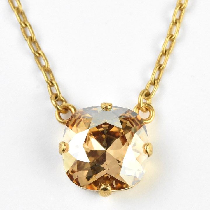 Crystal Solitaire Necklace in Gold Tone - Goldmakers Fine Jewelry