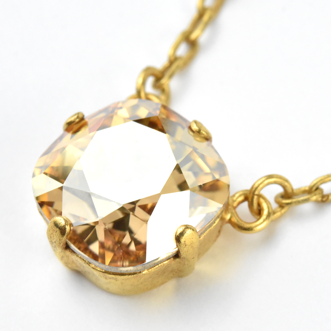 Crystal Solitaire Necklace in Gold Tone - Goldmakers Fine Jewelry