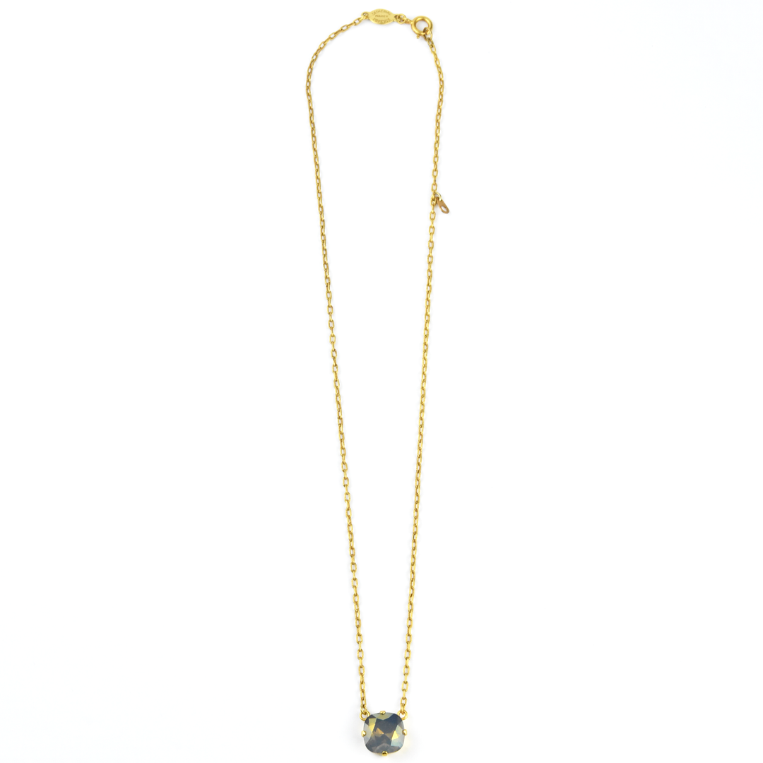 Crystal Solitaire Necklace in Gold Tone - Goldmakers Fine Jewelry