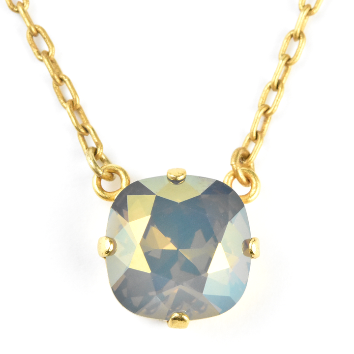 Crystal Solitaire Necklace in Gold Tone - Goldmakers Fine Jewelry