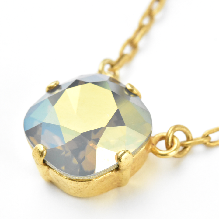 Crystal Solitaire Necklace in Gold Tone - Goldmakers Fine Jewelry