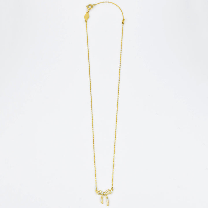Delicate Crystal Bow Necklace - Goldmakers Fine Jewelry
