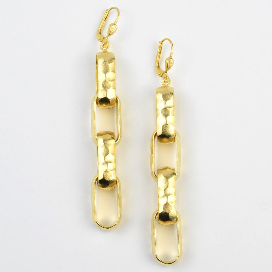 Hammered Chain Link Earrings - Goldmakers Fine Jewelry