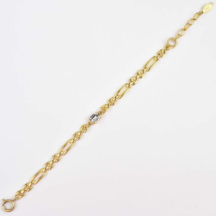 Link Bracelet with Emerald Cut Crystal - Goldmakers Fine Jewelry