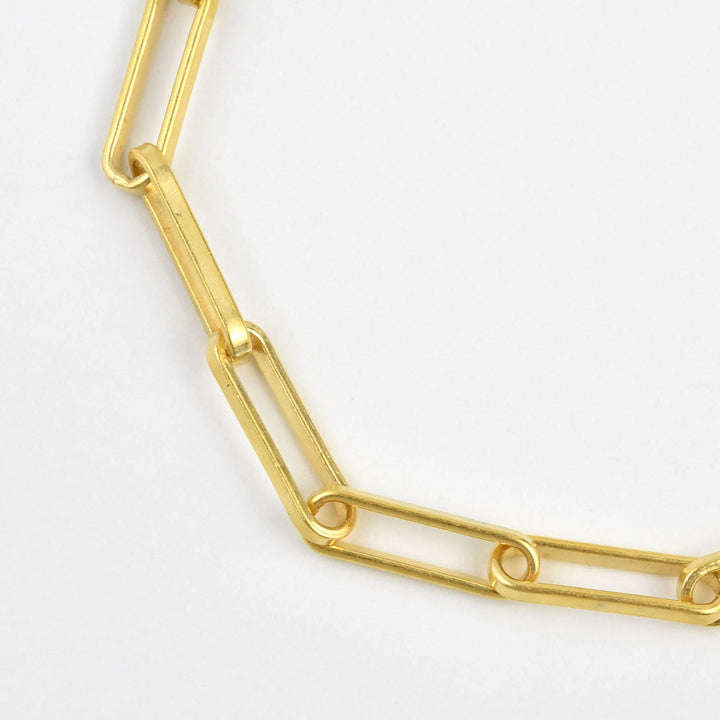 Rectangle Link Bracelet w/ Crystal Drop - Goldmakers Fine Jewelry