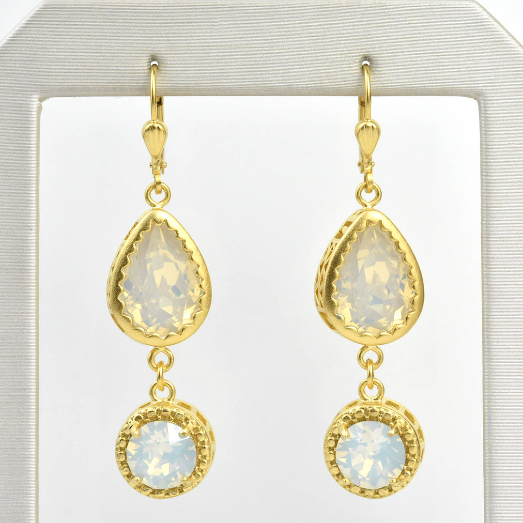 Pear-cut Crystal Drop Earrings - Goldmakers Fine Jewelry