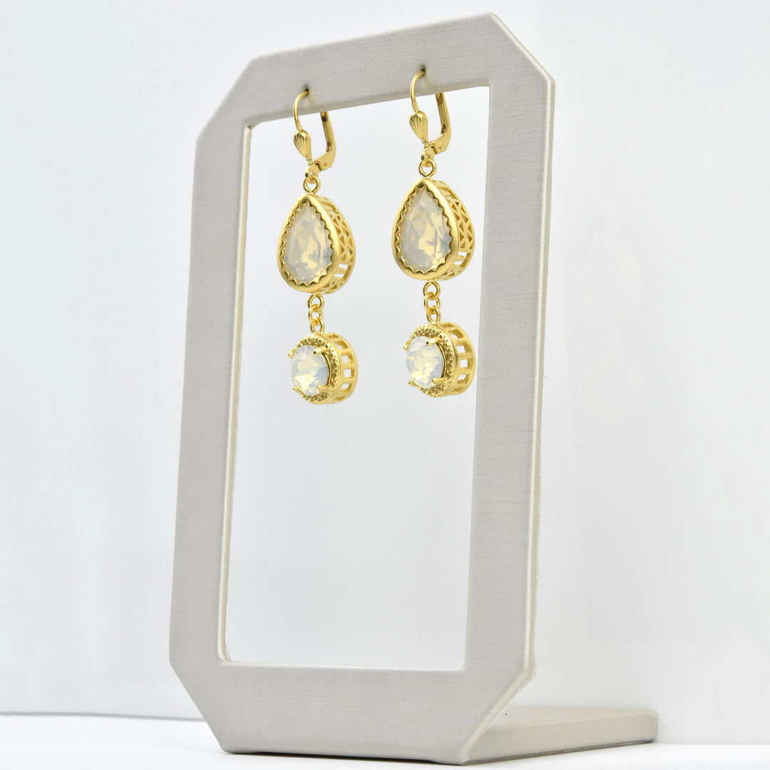 Pear-cut Crystal Drop Earrings - Goldmakers Fine Jewelry