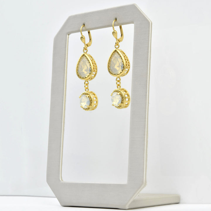 Pear-cut Crystal Drop Earrings - Goldmakers Fine Jewelry