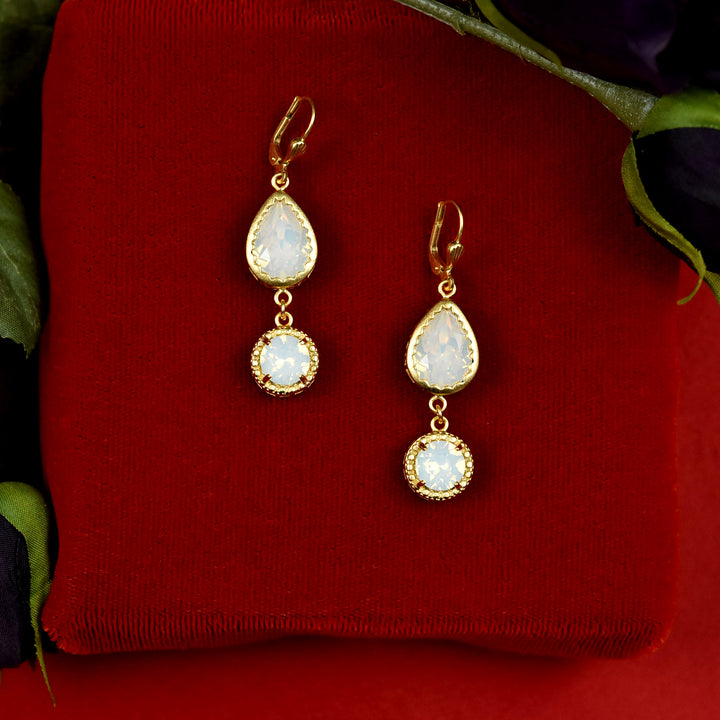 Pear-cut Crystal Drop Earrings - Goldmakers Fine Jewelry