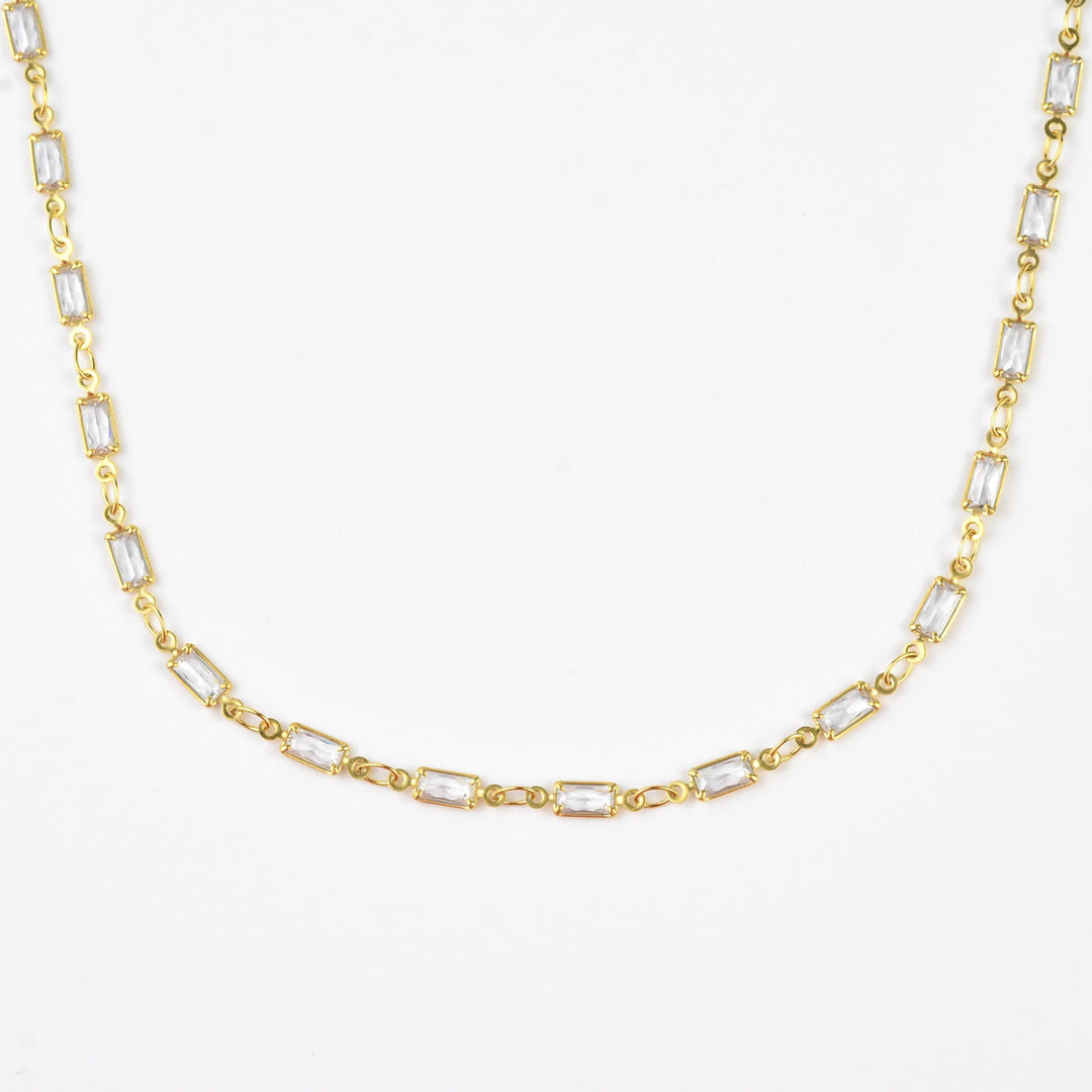 Rectangular Crystal Layering Necklace - Goldmakers Fine Jewelry