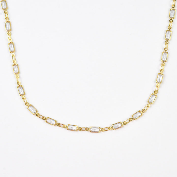 Rectangular Crystal Layering Necklace - Goldmakers Fine Jewelry