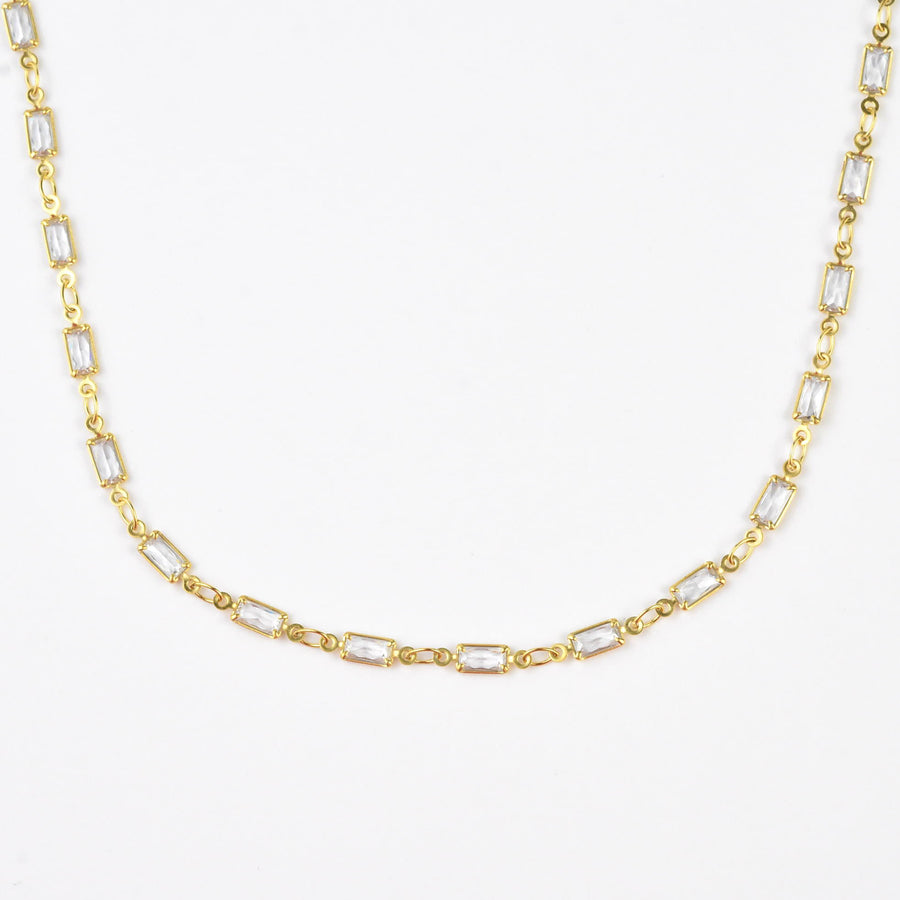 Rectangular Crystal Layering Necklace - Goldmakers Fine Jewelry