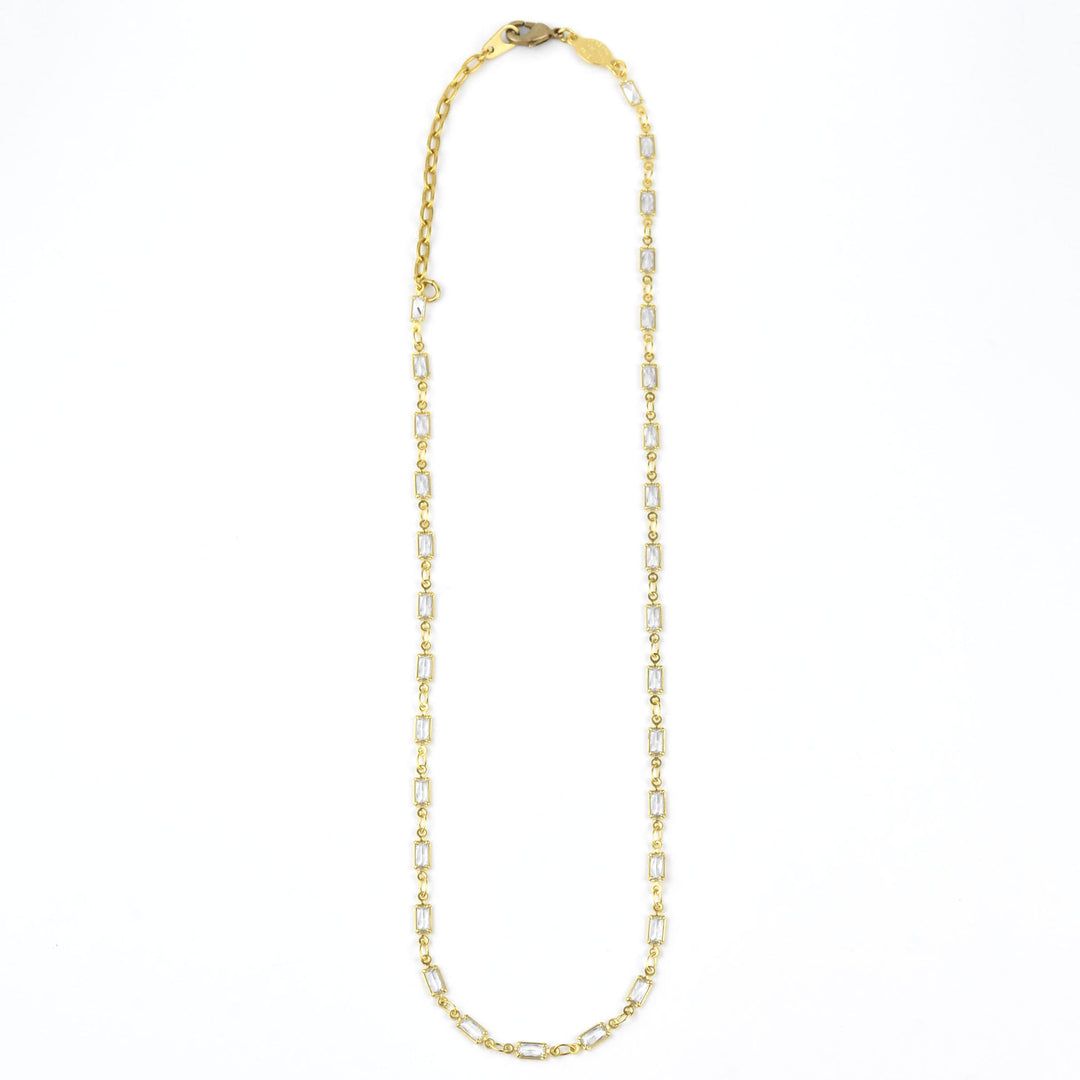 Rectangular Crystal Layering Necklace - Goldmakers Fine Jewelry