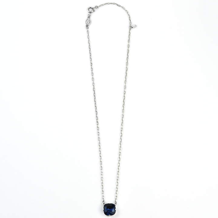 Crystal Solitaire Necklace in Silver Tone - Goldmakers Fine Jewelry