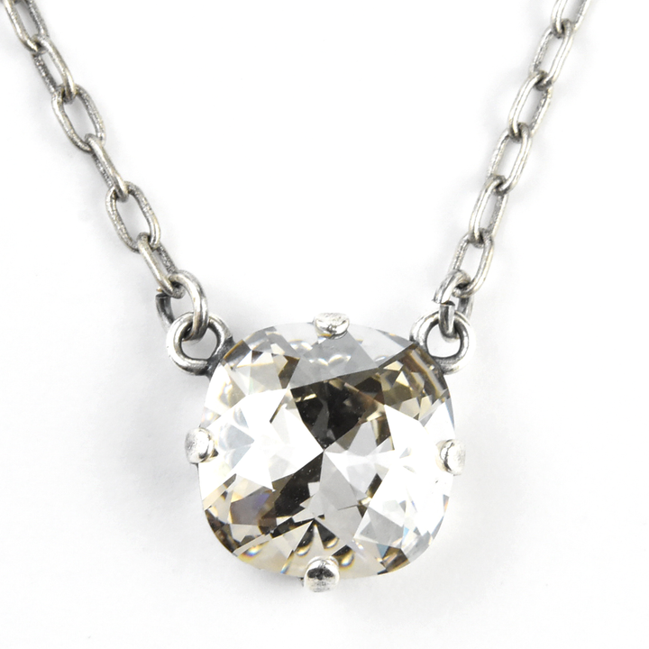 Crystal Solitaire Necklace in Silver Tone - Goldmakers Fine Jewelry