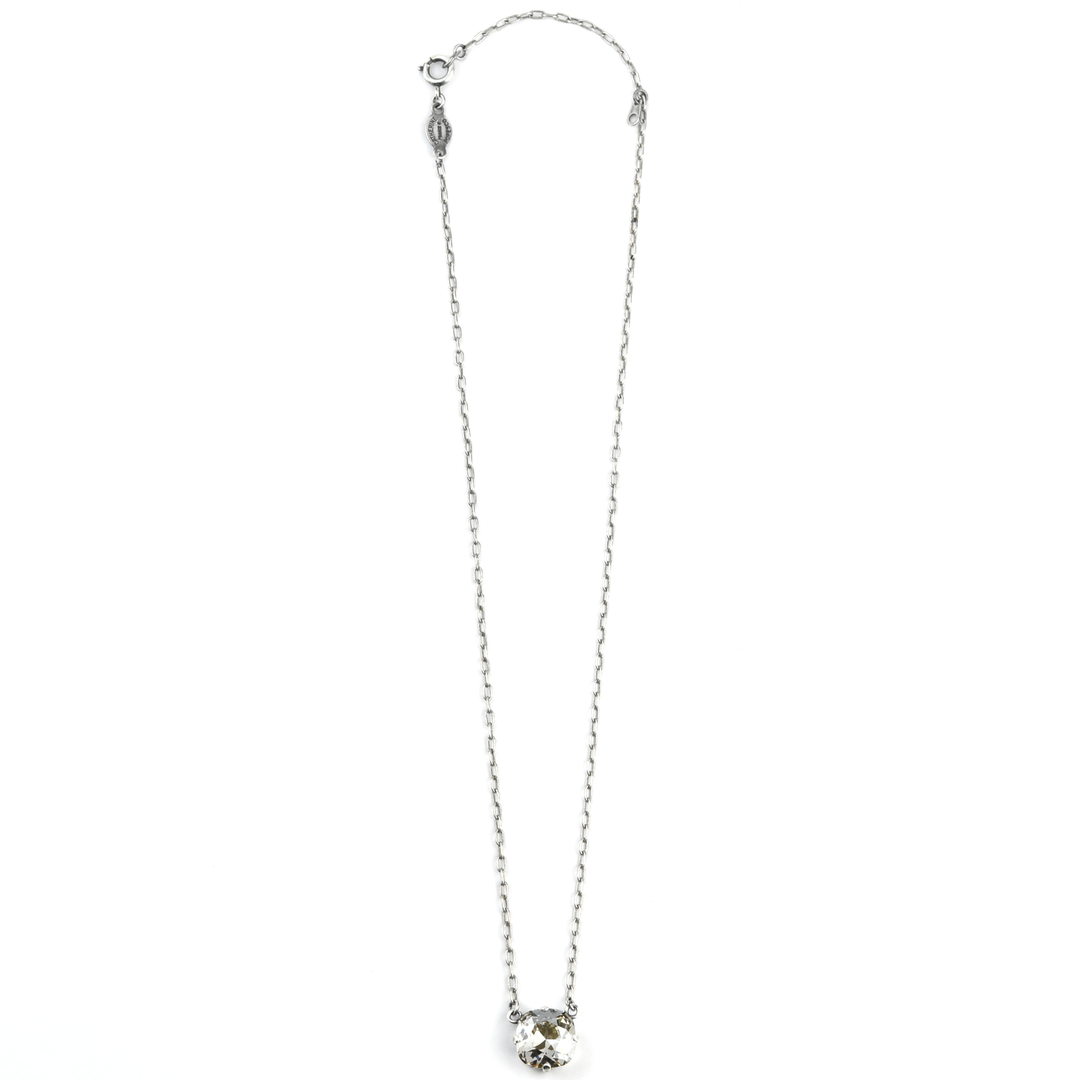 Crystal Solitaire Necklace in Silver Tone - Goldmakers Fine Jewelry