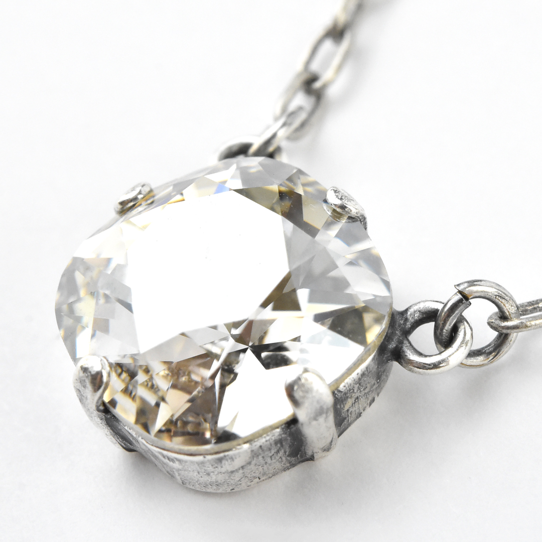 Crystal Solitaire Necklace in Silver Tone - Goldmakers Fine Jewelry
