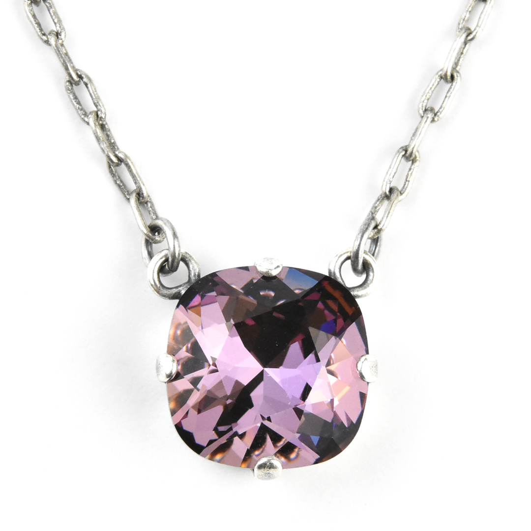 Crystal Solitaire Necklace in Silver Tone - Goldmakers Fine Jewelry