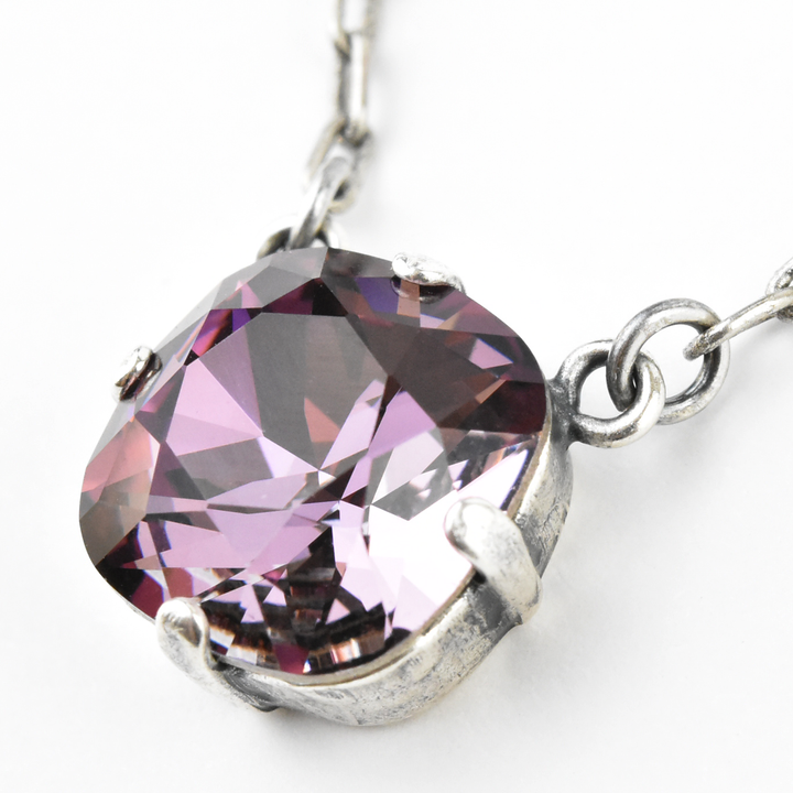 Crystal Solitaire Necklace in Silver Tone - Goldmakers Fine Jewelry