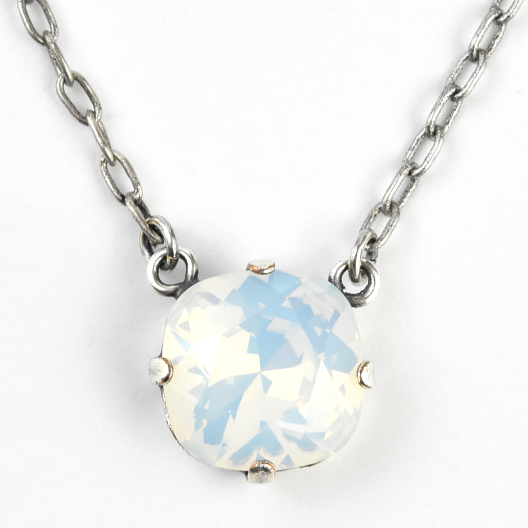 Crystal Solitaire Necklace in Silver Tone - Goldmakers Fine Jewelry