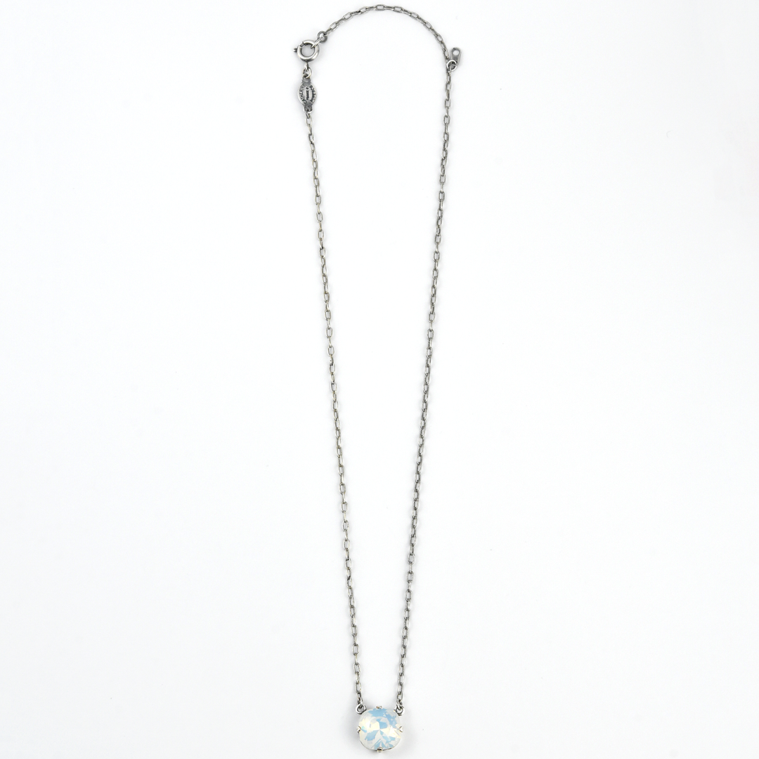 Crystal Solitaire Necklace in Silver Tone - Goldmakers Fine Jewelry