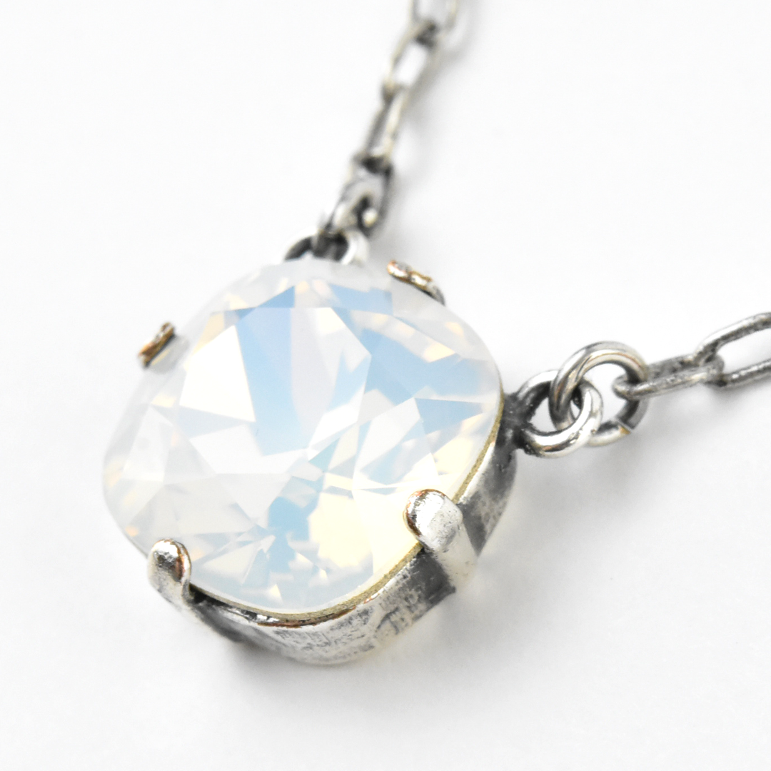 Crystal Solitaire Necklace in Silver Tone - Goldmakers Fine Jewelry