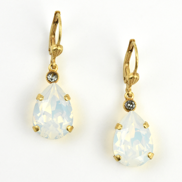 Crystal Teardrop Earrings in Gold - Goldmakers Fine Jewelry