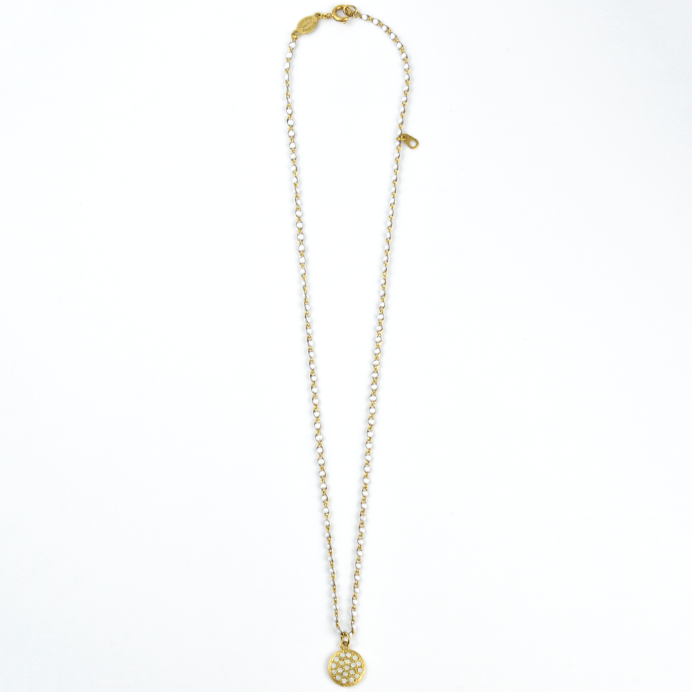 White Crystal Beaded Necklace - Goldmakers Fine Jewelry