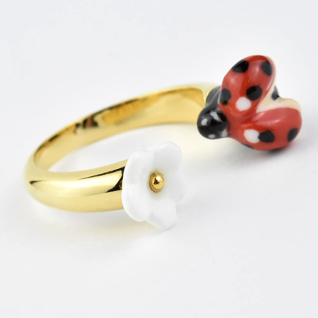 Ladybug and Flower Ring - Goldmakers Fine Jewelry