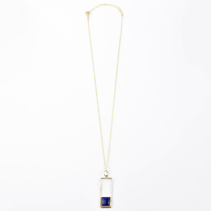 Lapis Retro Square Necklace - Goldmakers Fine Jewelry